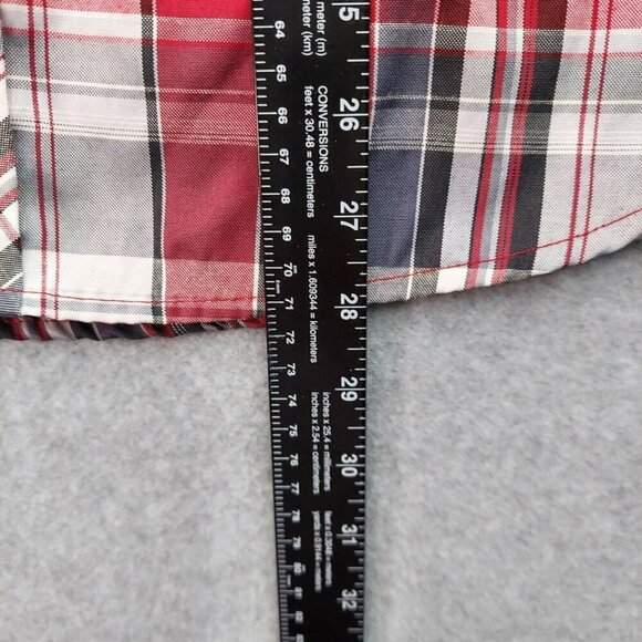 Red Ape Mens Red Plaid Collared Long Sleeve Button Up Shirt  Large - Picture 10 of 14